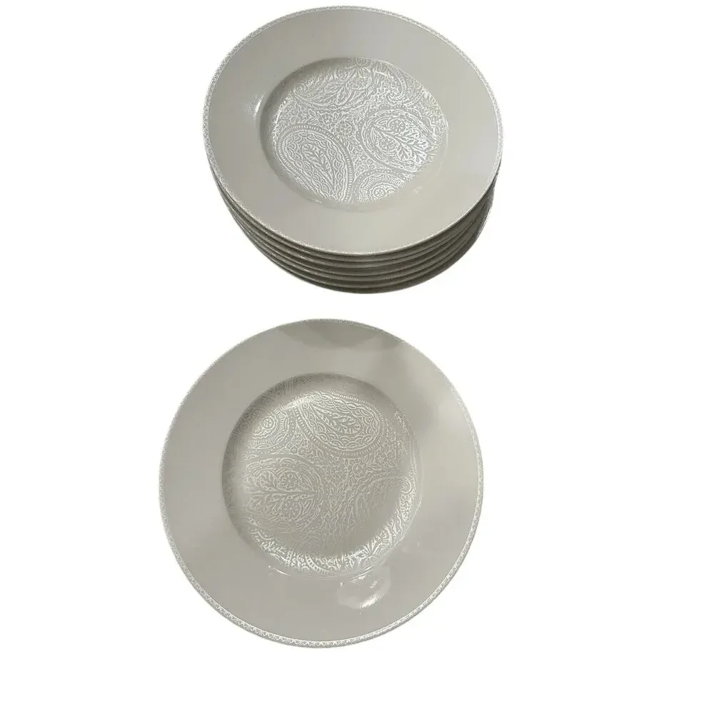 Kay Unger PAISLEY SHIMMER PLATINUM Salad Plates 7477572 Set Of 6
